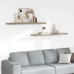 Rafturi perete suspendate, 2 buc., stejar, 120x23,5x3,8 cm, MDF GartenMobel Dekor