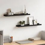 Rafturi rame foto cu bordură, 2 buc., negru, 60 x 9 x 3 cm, MDF GartenMobel Dekor