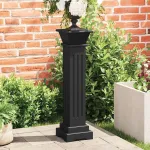Suport plante clasic formă stâlp pătrat negru 17x17x66 cm MDF GartenMobel Dekor