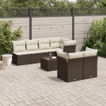 Set canapele de grădină cu perne, 8 piese, maro, poliratan GartenMobel Dekor
