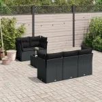 Set mobilier de grădină cu perne, 6 piese, negru, poliratan GartenMobel Dekor