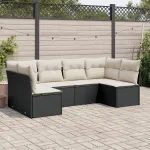 Set mobilier de grădină cu perne, 6 piese, negru, poliratan GartenMobel Dekor