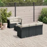 Set mobilier de grădină cu perne, 6 piese, negru, poliratan GartenMobel Dekor