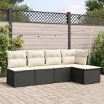 Set mobilier de grădină cu perne, 5 piese, negru, poliratan GartenMobel Dekor