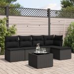 Set mobilier de grădină cu perne, 6 piese, negru, poliratan GartenMobel Dekor