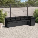 Set mobilier de grădină cu perne, 6 piese, negru, poliratan GartenMobel Dekor