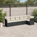 Set mobilier de grădină cu perne, 6 piese, negru, poliratan GartenMobel Dekor