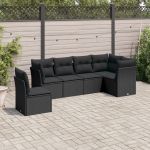 Set mobilier de grădină cu perne, 6 piese, negru, poliratan GartenMobel Dekor