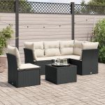 Set mobilier de grădină cu perne, 6 piese, negru, poliratan GartenMobel Dekor