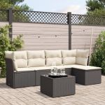 Set mobilier de grădină cu perne, 6 piese, negru, poliratan GartenMobel Dekor