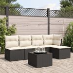 Set mobilier de grădină cu perne, 6 piese, negru, poliratan GartenMobel Dekor