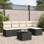Set mobilier de grădină cu perne, 6 piese, negru, poliratan GartenMobel Dekor
