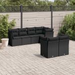 Set canapele de grădină cu perne, 7 piese, negru, poliratan GartenMobel Dekor