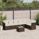 Set canapele de grădină cu perne, 8 piese, maro, poliratan GartenMobel Dekor