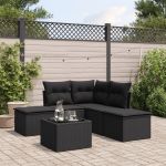 Set mobilier de grădină cu perne, 6 piese, negru, poliratan GartenMobel Dekor