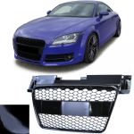 Grilă radiator tip fagure fără emblemă neagră lucioasă, potrivită pentru Audi TT 8J pre-facelift 06-10 Performance AutoTuning