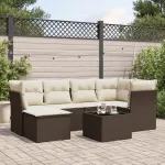 Set canapele de grădină cu perne, 7 piese, maro, poliratan GartenMobel Dekor