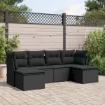 Set mobilier de grădină cu perne, 6 piese, negru, poliratan GartenMobel Dekor