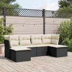 Set mobilier de grădină cu perne, 6 piese, negru, poliratan GartenMobel Dekor