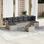 Set mobilier de grădină cu perne, 8 piese gri deschis poliratan GartenMobel Dekor