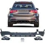Difuzor sportiv spate cu tevi de evacuare negre, potrivit pentru Mercedes GLC X253 2015-2019 Performance AutoTuning