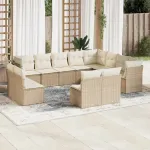 Set canapele de grădină cu perne, 12 piese, bej, poliratan GartenMobel Dekor