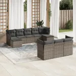 Set mobilier de grădină cu perne, 10 piese, gri, poliratan GartenMobel Dekor