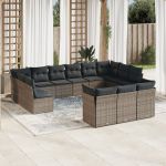 Set mobilier de grădină cu perne, 13 piese, gri, poliratan GartenMobel Dekor