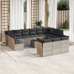 Set mobilier de grădină cu perne,14 piesegri deschis, poliratan GartenMobel Dekor
