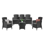 Set mobilier de grădină Leziter Lima, 5 locuri, grafit, efect rattan