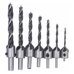 Set burghie cu scobitura Powermat 7 piese HSS pentru lemn si MDF