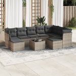 Set mobilier de grădină cu perne, 10 piese, gri, poliratan GartenMobel Dekor