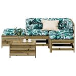 Set mobilier de grădină cu perne, 5 piese, lemn de pin tratat GartenMobel Dekor