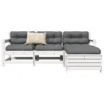Set canapea de grădină, 4 piese, alb, lemn masiv de pin GartenMobel Dekor