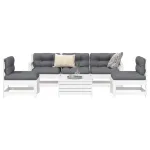 Set canapea de grădină, 6 piese, alb, lemn masiv pin GartenMobel Dekor