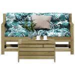 Set mobilier de grădină cu perne, 3 piese, lemn de pin tratat GartenMobel Dekor