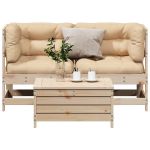 Set mobilier grădină cu perne, 3 piese, lemn masiv de pin GartenMobel Dekor