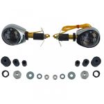 Indicatori de tip ox-eye pentru motocicletă, indicatori de capăt pentru ghidon, cromat, nuanțat, cu marcaj E Performance AutoTuning