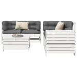 Set canapea de grădină, 5 piese, alb, lemn masiv de pin GartenMobel Dekor