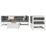 Set canapea de grădină, 6 piese, alb, lemn masiv pin GartenMobel Dekor