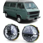 Faruri din sticlă clare cu fum negru și țintă pentru VW T2 73-79 + T3 79-92 Performance AutoTuning