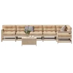 Set mobilier de grădină cu perne, 7 piese, lemn masiv de pin GartenMobel Dekor