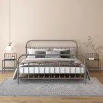 Noptiere, 2 buc., gri și negru, metal și sticlă GartenMobel Dekor