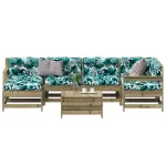 Set mobilier de grădină cu perne, 7 piese, lemn de pin tratat GartenMobel Dekor