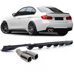Difuzor spate mat + țeavă de eșapament dublă cromată, potrivit pentru BMW F30 F31 316 318 320 Performance AutoTuning
