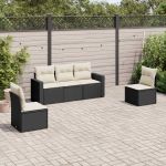 Set mobilier de grădină cu perne, 5 piese, negru, poliratan GartenMobel Dekor