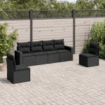 Set mobilier de grădină cu perne, 6 piese, negru, poliratan GartenMobel Dekor