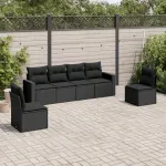 Set mobilier de grădină cu perne, 6 piese, negru, poliratan GartenMobel Dekor