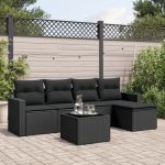 Set mobilier de grădină cu perne, 6 piese, negru, poliratan GartenMobel Dekor