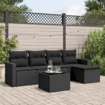 Set mobilier de grădină cu perne, 6 piese, negru, poliratan GartenMobel Dekor